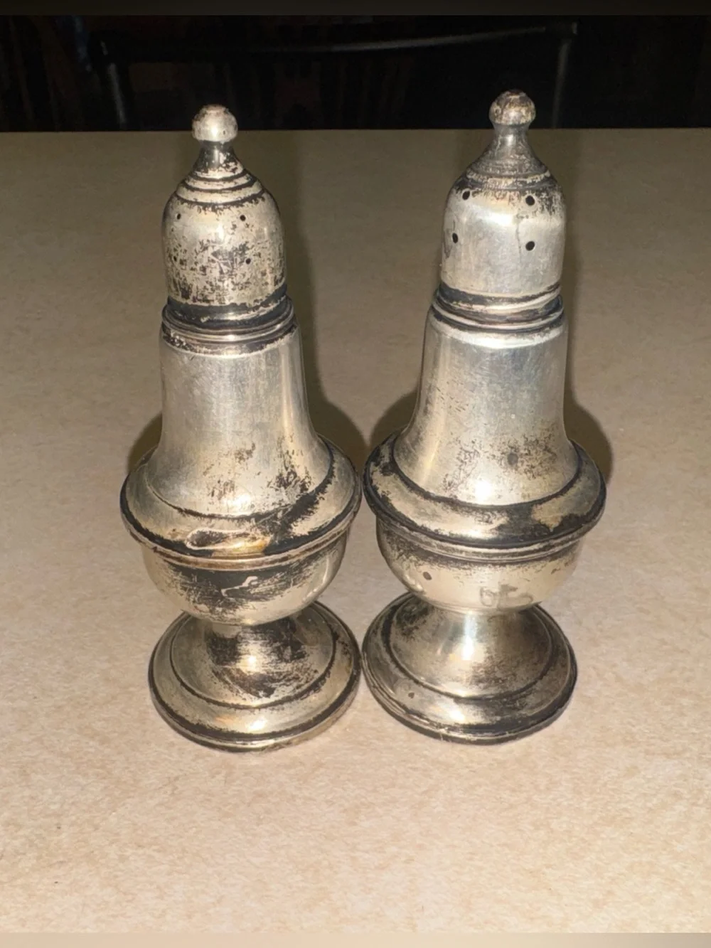 Vintage silver salt and pepper shakers